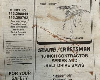 Sears Craftsman 10-inch Contractor Series Table Saw
