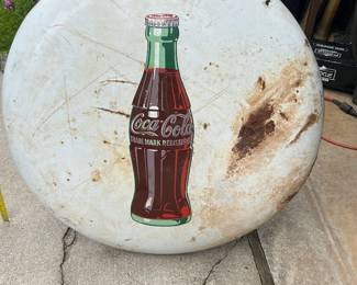 Original 36" Antique Coca-Cola Porcelain Button Sign