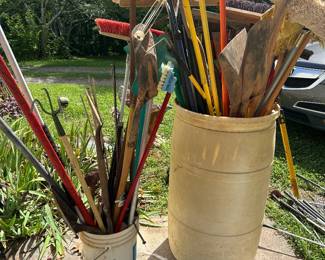 Selection of Yard Tools and Cleaning Supplies