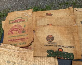 Assorted Vintage Agricultural Company Burlap Sacks
