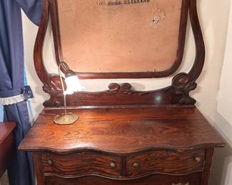 ANTIQUE TIGER OAK DRESSER, NEEDS MIRROR