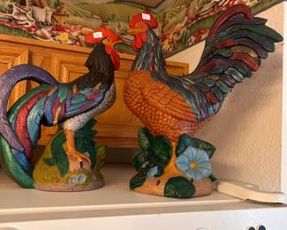 CERAMIC ROOSTER AND HEN