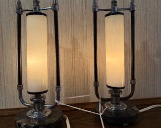 Art deco alabaster lamps set of 2 