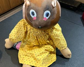 Vintage Painted Cocnut Head Doll