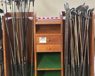 Golf Clubs, Golf Bag and Golf Storage Station
