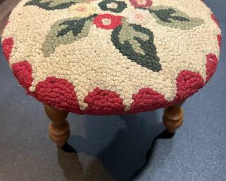 Vintage Needlepoint Foot Stool