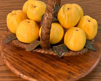Vintage Cramic Fruit Basket and Lazy Susan
