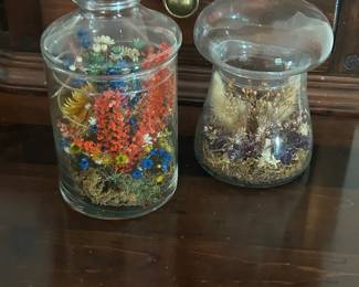 Apothecary Glass Jars with Dried Floral Arrangements