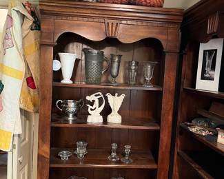Two matching solid wood shelves