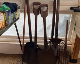 Lots of wood handled tools