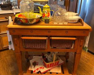 Butcher block Island on casters