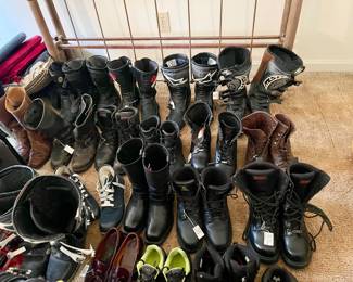 Motocross, motorcycle, work steel toe, Frye, Harley Davidson, etc awesome collection