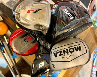 Nice Selection of Sports Equipment Including Golf Clubs, Tennis, Weight Lifting, Baseball, Biking & Camping Equipment