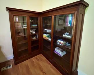 Large Corner Library Bookcase with Glass Doors