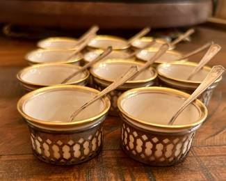 Sterling Silver & Lenox Salt Cellars w/Spoons