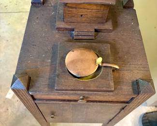 Antique Oak Smoking Stand with Match Holder and Drawer