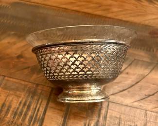Sterling Silver Reticulated Bowl w/ Glass Liner