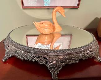 Vintage Silverplate Mirrored Vanity Tray / Centerpiece
