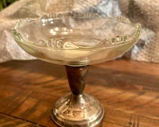Sterling Silver Compote w/ Glass Insert