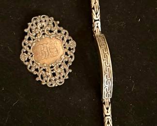 Sterling Silver Brooch • Sterling Silver Bracelet