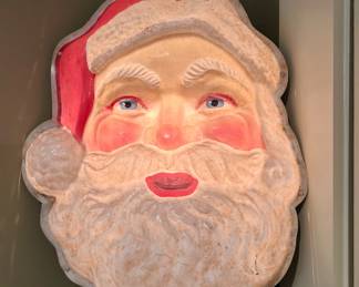 Vintage Lighted Santa Face Wall Decoration