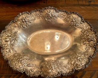 Large Sterling Silver Repoussé Serving Tray