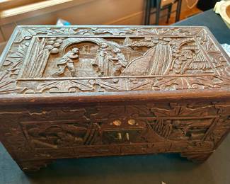 Hand-Carved Asian Camphor/Jewelry Box