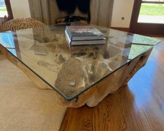 Wood and Glass Coffee Table