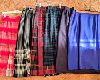 Vintage kilt skirts, plaid pleat skirts, wool and silk skirts