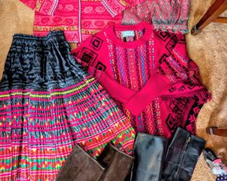 OLEANA Norway cardigan, vintage boots, ethnic pieces