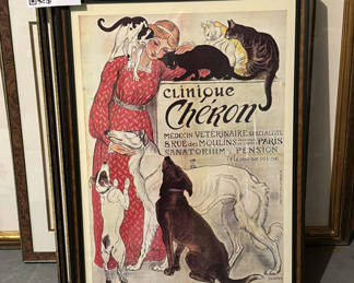 Lot 318: Framed Steinlen Dog Illustration Poster