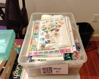 Lot 42: Assorted craft supplies including beads, foam shapes and stickers