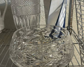 Lot 186: Cut Crystal Bowl, Crystal Vase with Copper Rim, and Rosenthal Studio-Line Vase