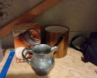 Lot 205: Armetale metal pitcher with country-themed boxed set