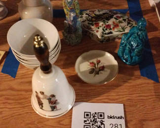Lot 281: Assorted porcelain figurines and ceramic items