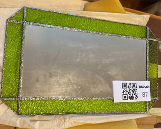 Lot 87: Green stained-glass framed mirror