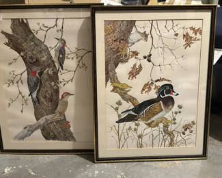 Lot 314: 2 Framed Lithographs "Robin Hill Birds"