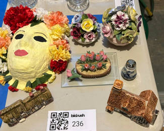 Lot 236: Assorted Decorative Ceramics and Floral Arrangements