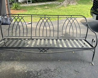 Lot 601: Wrought-iron outdoor bench