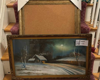 Lot 104: Framed winter landscape painting