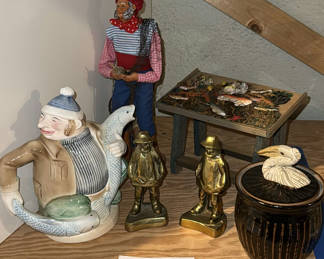 Lot 223: For the Fisherman in Your LIfe; Assorted decorative figurines and fish diorama