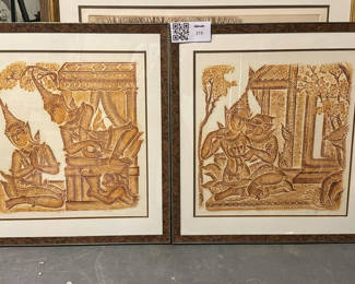 Lot 316: Vintage Thai temple rubbings on sepia
