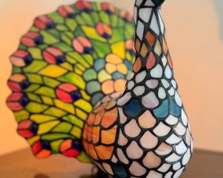 Leaded glass peacock 