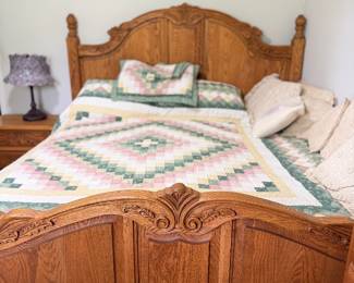 King size solid oak complete bed with mattress 