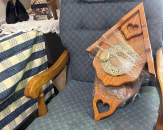 cute blue wood arm side chair 