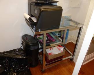 Chrome & Glass Rolling Stand, Printer