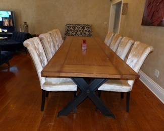 Roche Bobois Dining Table, 8 Armless Dining Chairs (Designer Unkown)