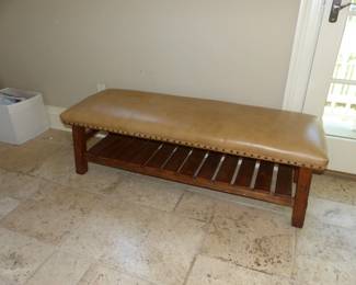 Pottery Barn Leather Bench