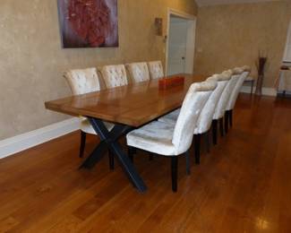 Roche Bobois Dining Table, 8 Armless Dining Chairs (Designer Unkown)