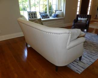 Neutral sofa, Pair of Club Chairs (As Is), Round Coffee table, Area Rug,